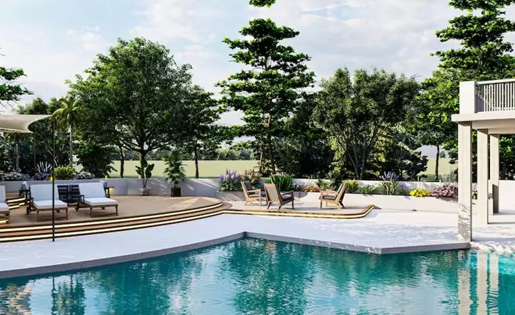 Residential pool built by Heavenly Outdoor in Tomball, Texas